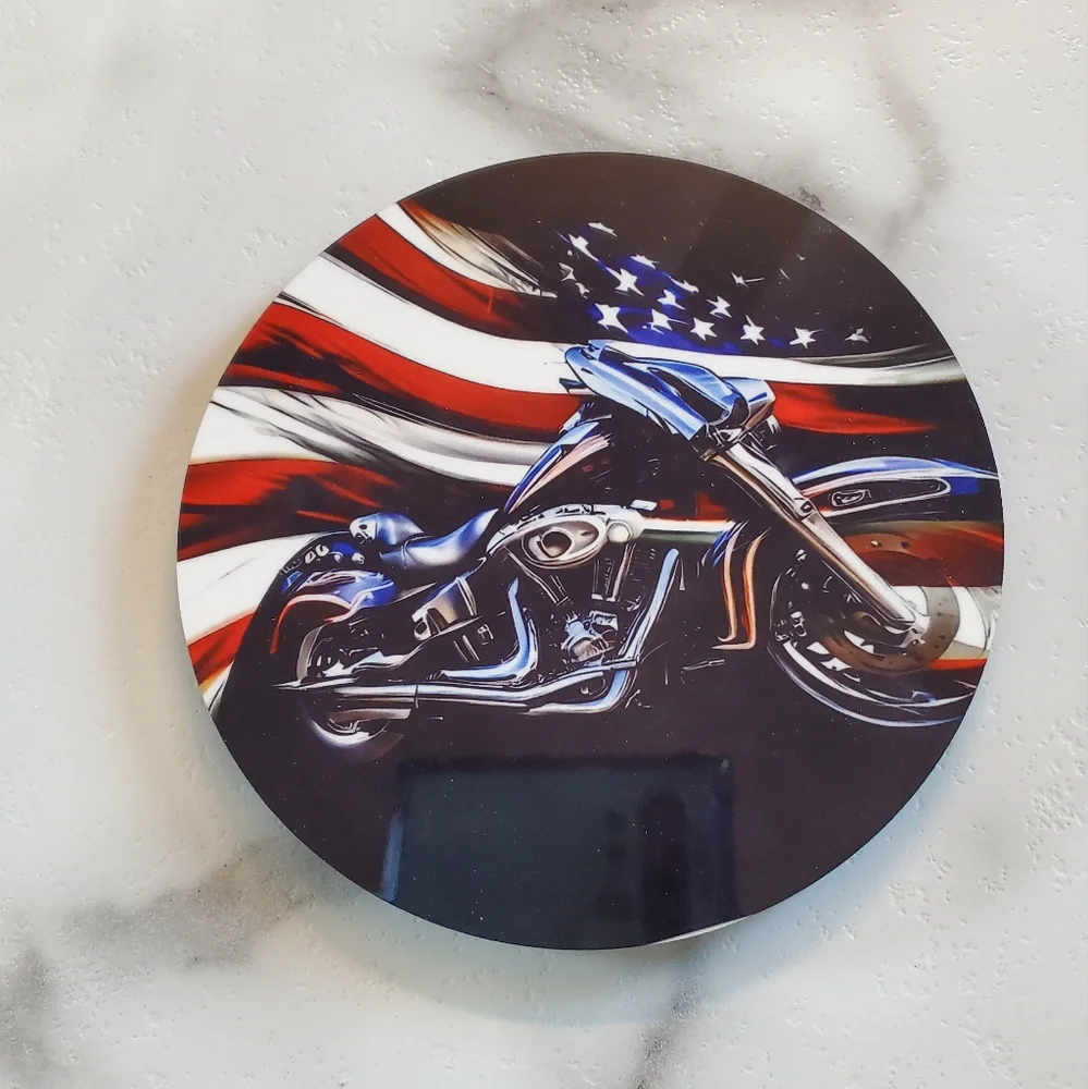 Motorcycles American Flag 2 Pack Coasters